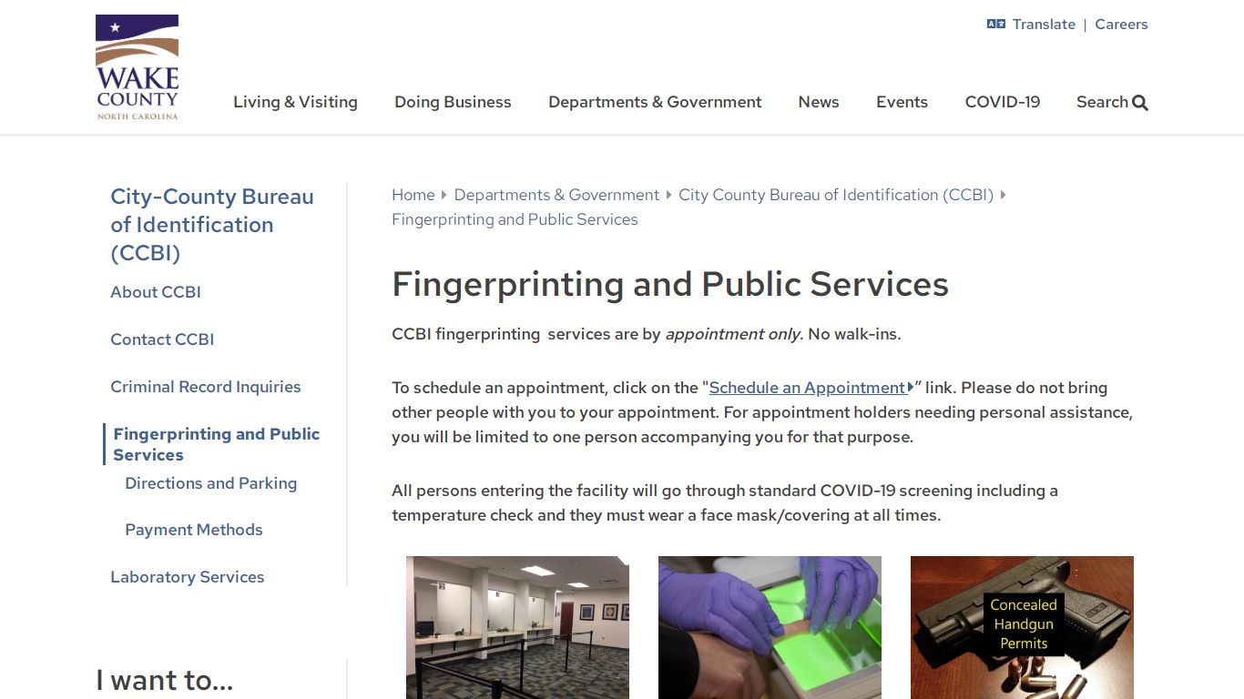 Fingerprinting and Public Services | Wake County Government